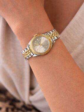Two-Tone Gold & Silver Women's Bracelet Watch